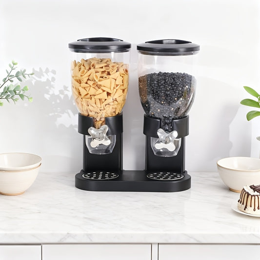 Czarny Dozownik do Ziaren i Płatków 2L – Pojemnik Kuchenny na Blat